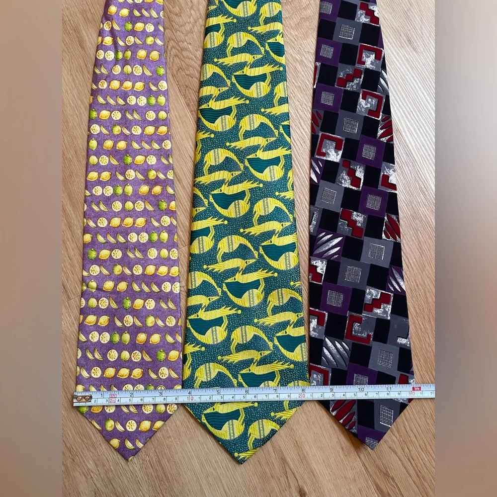 Bundle lot of 3 men’s ties Dunhill Liebert Via Veneto silk vintage tie fruit